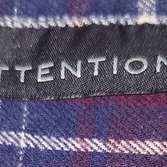 Attention Women's Flannel Button Up Shirt Size L Blue Maroon Plaid Long Sleeve - Picture 5 of 5